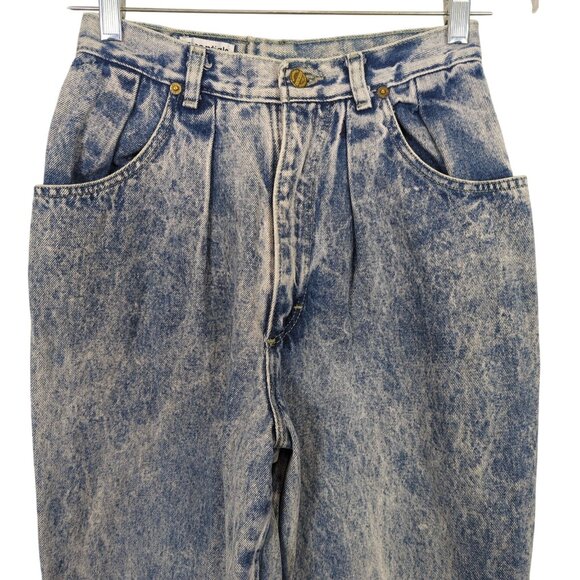 Vintage Essentials Sport Jeans sz 12 Acid Wash High Waist Pleated Mom Tapered - Picture 4 of 15